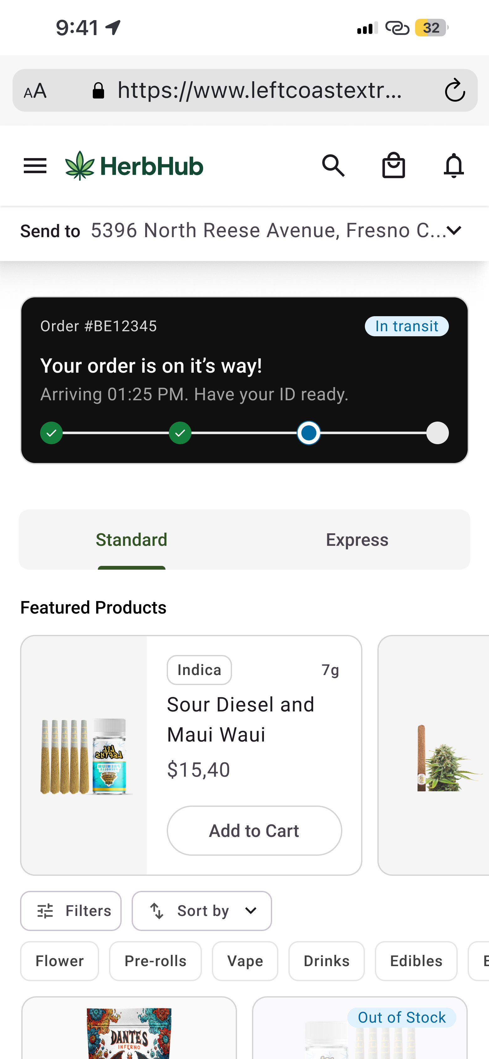 Order in transit